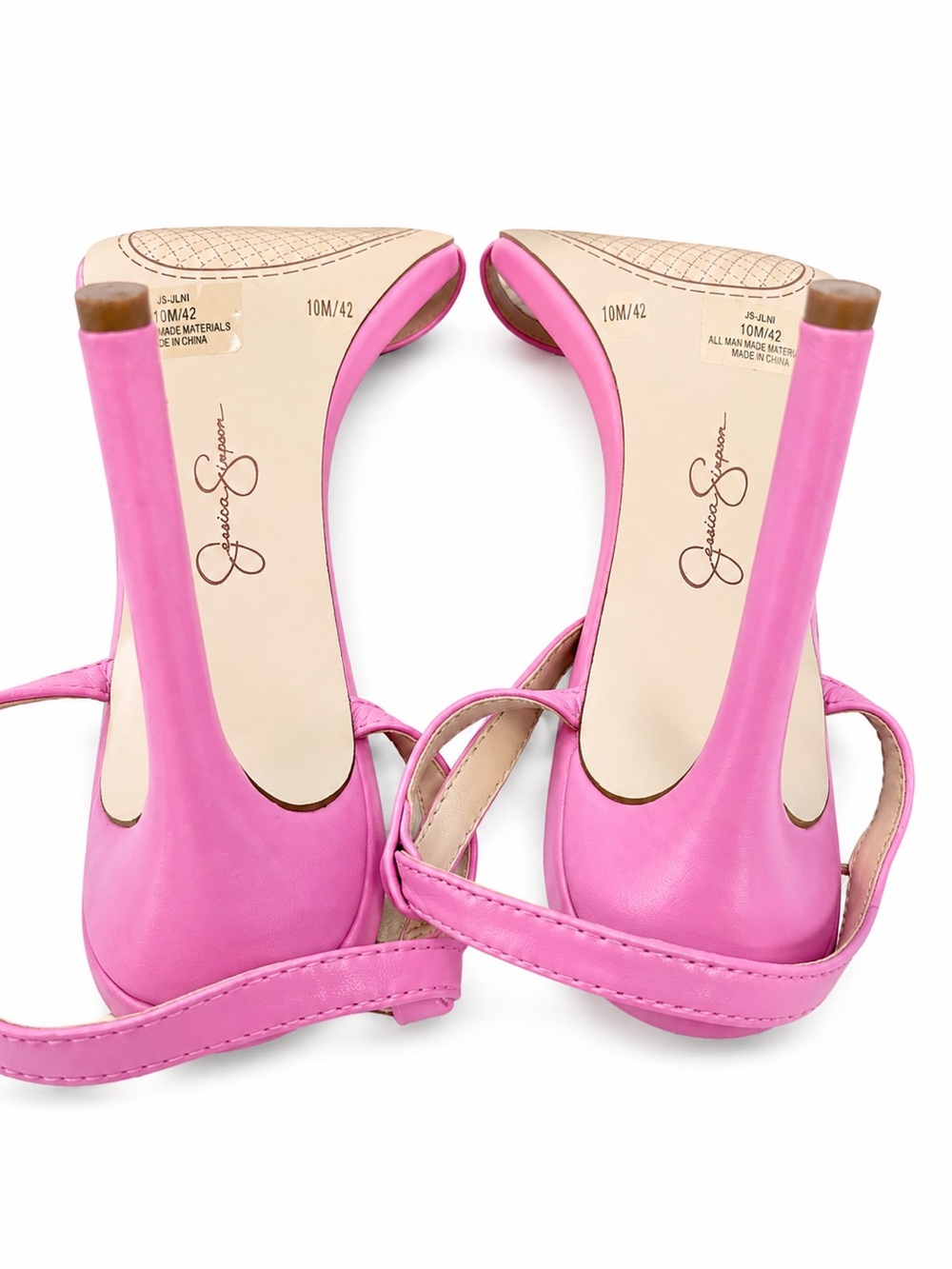 Jessica Simpson Pink Strappy High Heel Size 10 Sandals - Elegant Ankle Strap - Picture 7 of 8